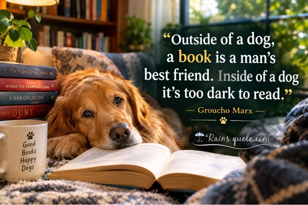 “Outside of a dog, a book is a man's best friend. Inside of a dog it's too dark to read.”