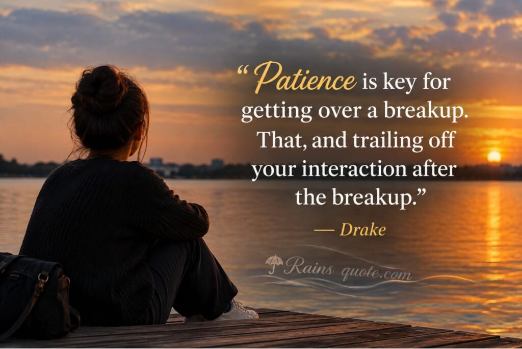 “Patience is key for getting over a breakup. That, and trailing off your interaction after the breakup.”
