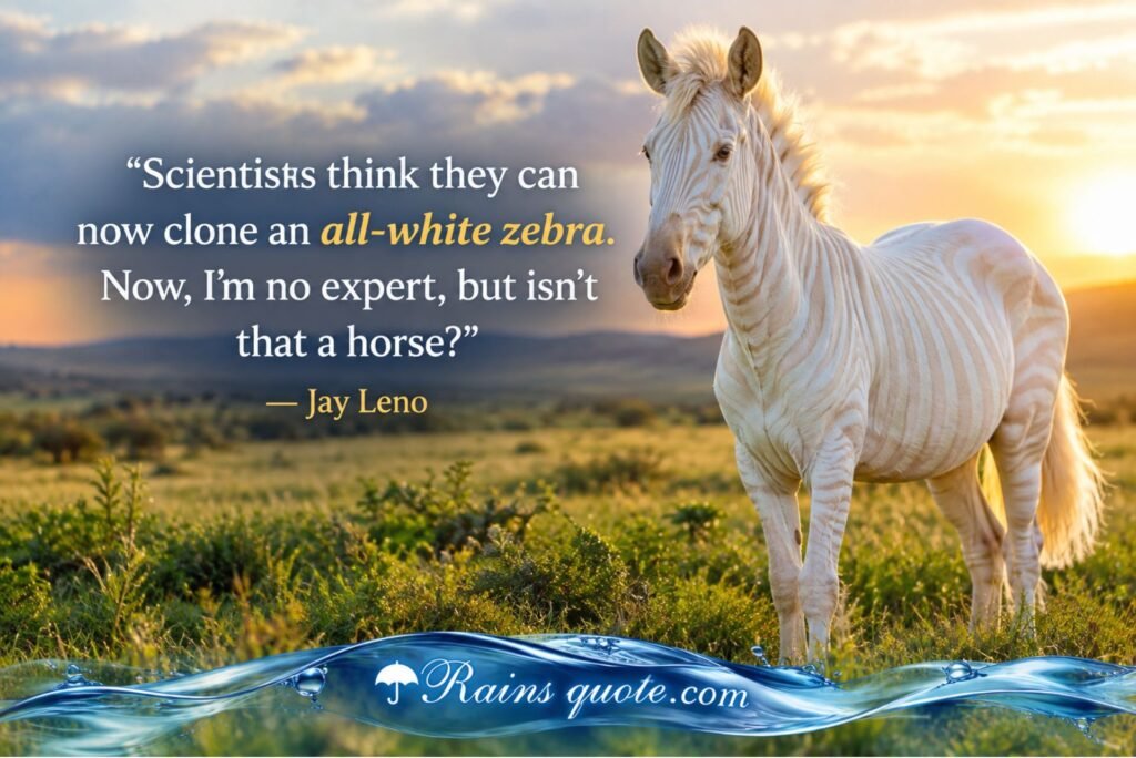 “Scientists think they can now clone an all-white zebra. Now, I'm no expert, but isn't that a horse?”