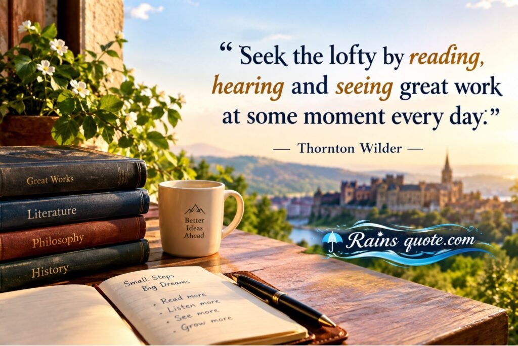 “Seek the lofty by reading, hearing and seeing great work at some moment every day.”