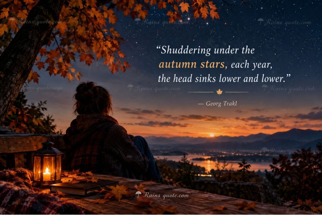 “Shuddering under the autumn stars, each year, the head sinks lower and lower.”