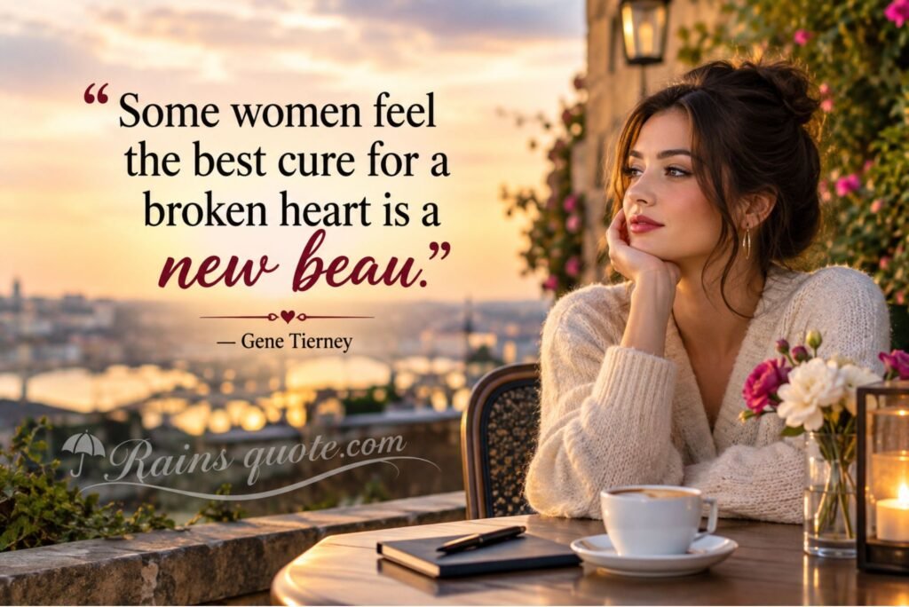 “Some women feel the best cure for a broken heart is a new beau.”