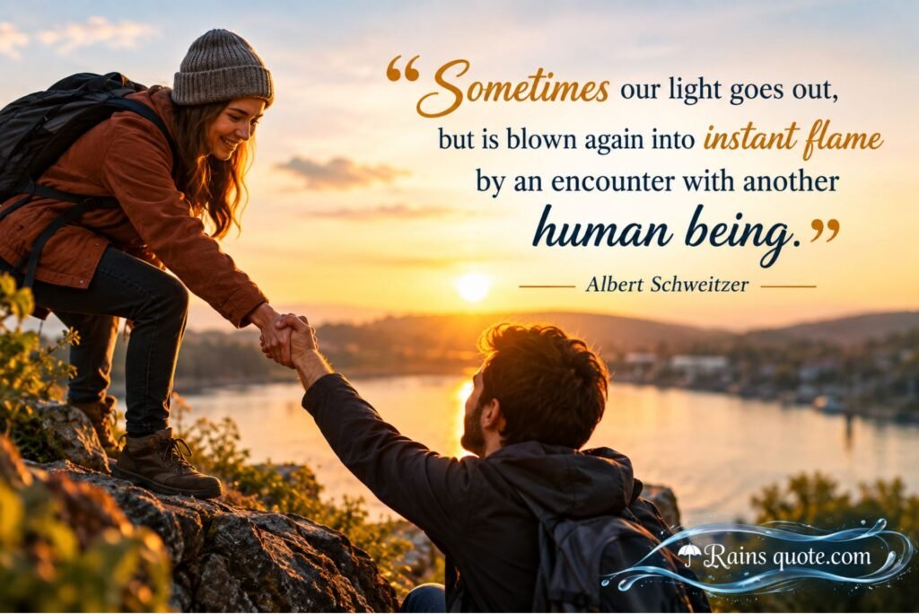 “Sometimes our light goes out, but is blown again into instant flame by an encounter with another human being.”