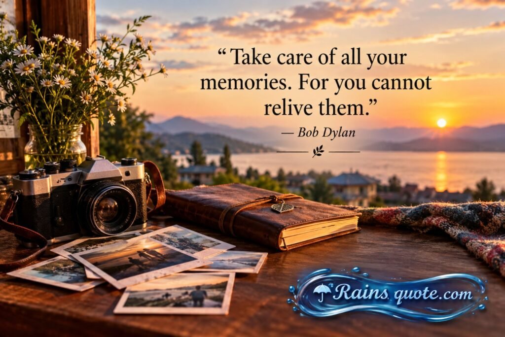 “Take care of all your memories. For you cannot relive them.”