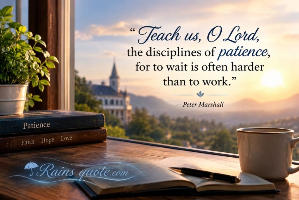 “Teach us, O Lord, the disciplines of patience, for to wait is often harder than to work.”