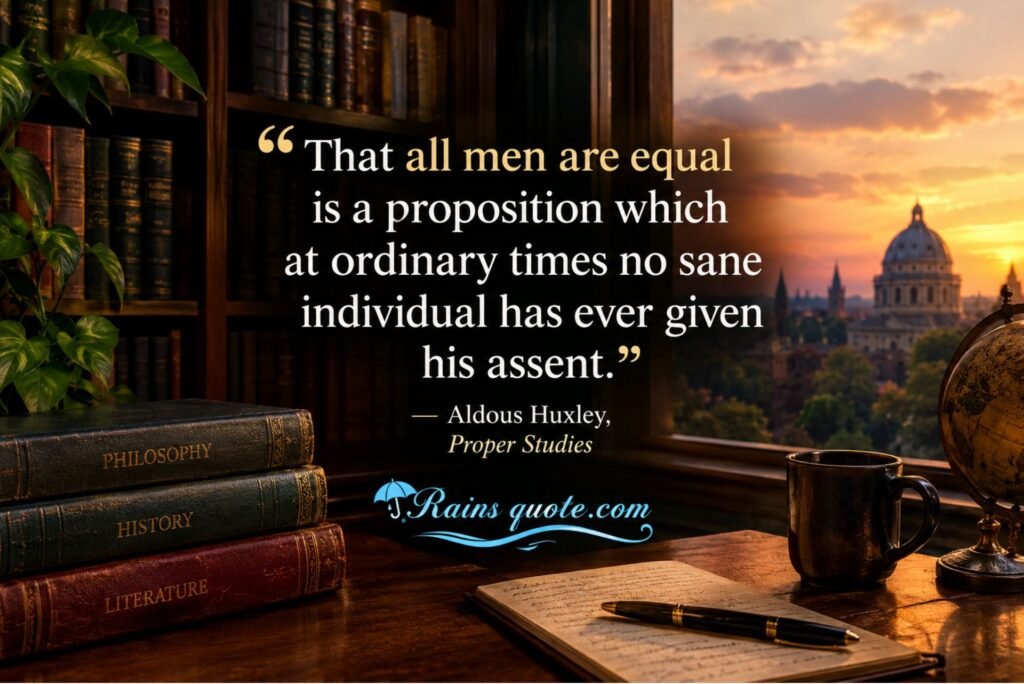 “That all men are equal is a proposition which at ordinary times no sane individual has ever given his assent.”