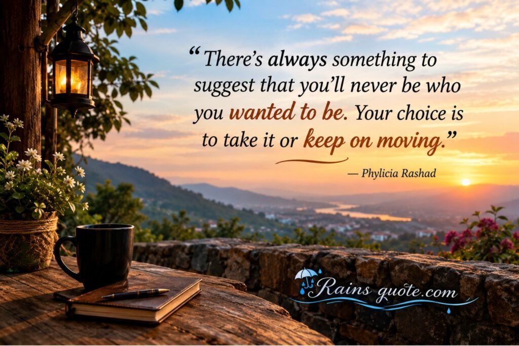 “There's always something to suggest that you'll never be who you wanted to be. Your choice is to take it or keep on moving.”