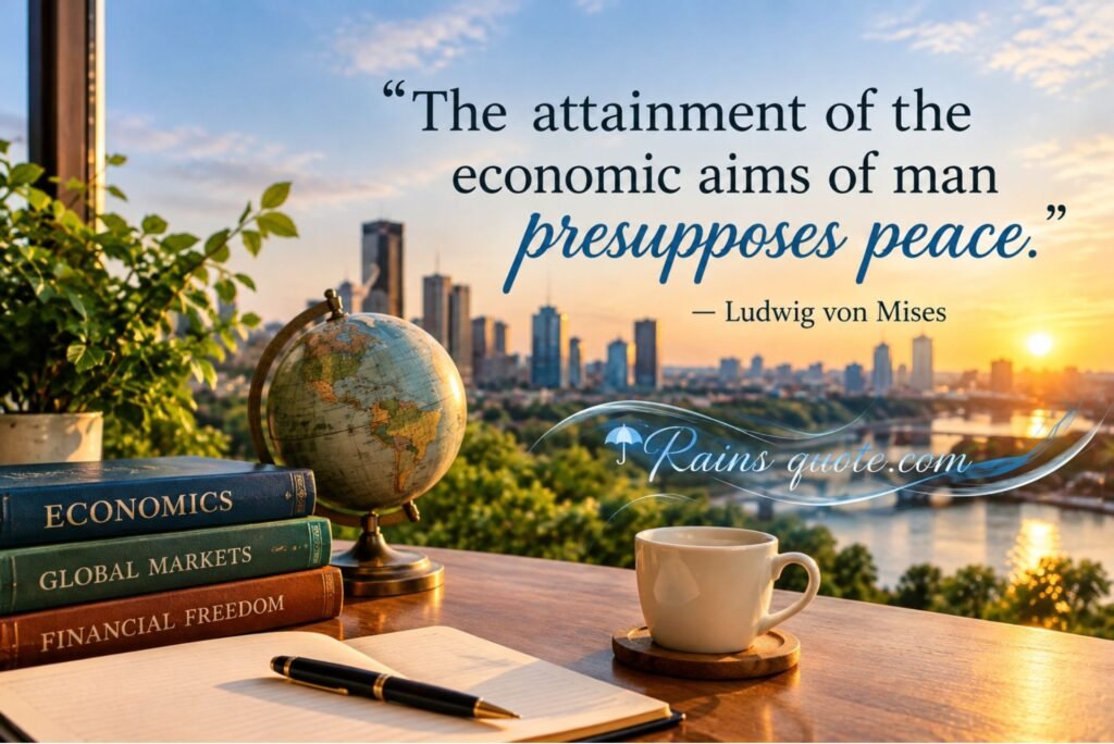 “The attainment of the economic aims of man presupposes peace.”