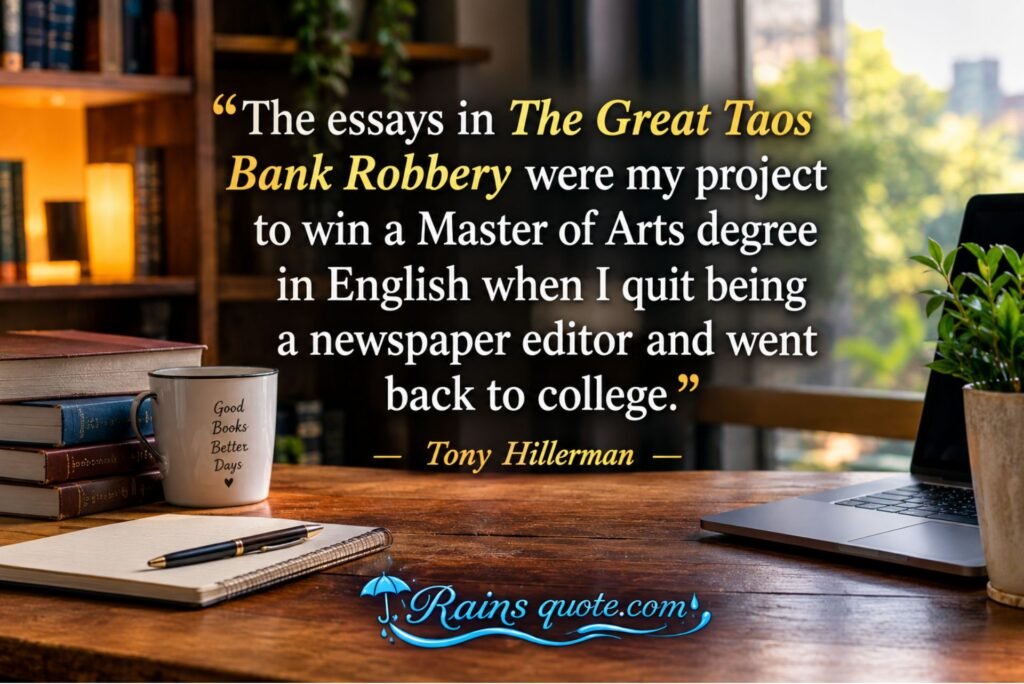 “The essays in The Great Taos Bank Robbery were my project to win a Master of Arts degree in English when I quit being a newspaper editor and went back to college.”