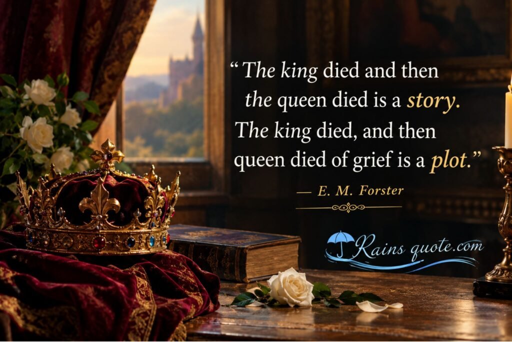 “The king died and then the queen died is a story. The king died, and then queen died of grief is a plot.”