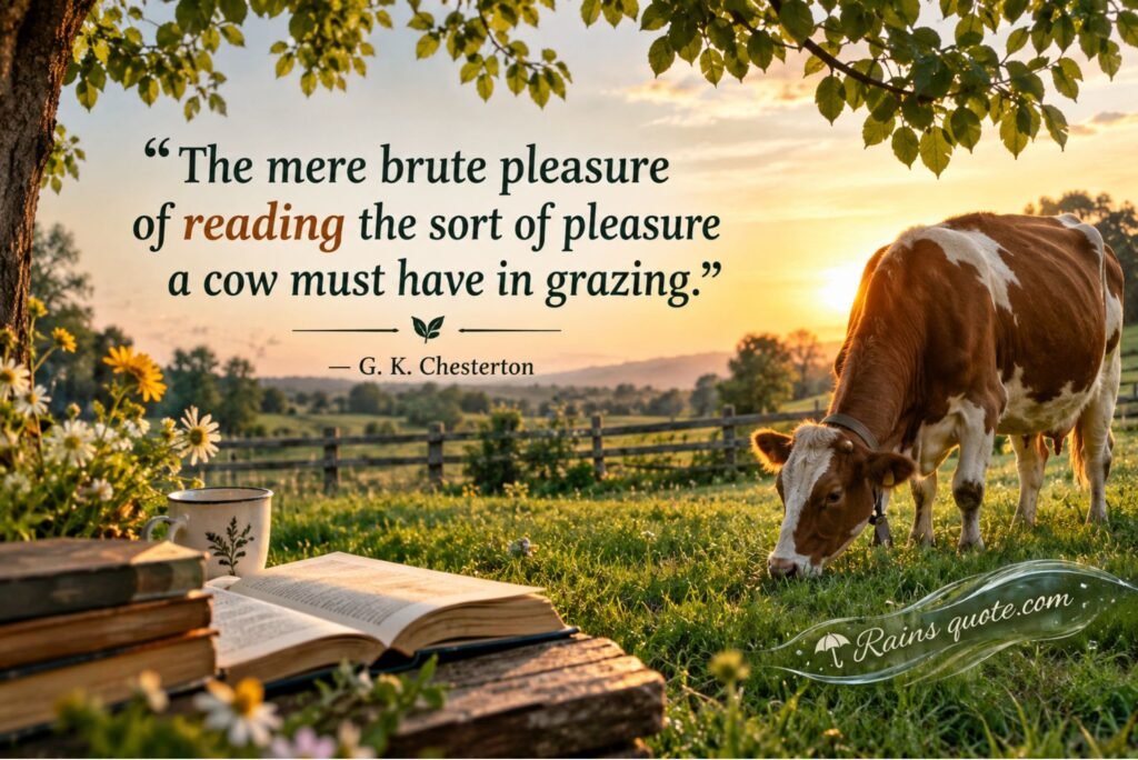 “The mere brute pleasure of reading the sort of pleasure a cow must have in grazing.”
