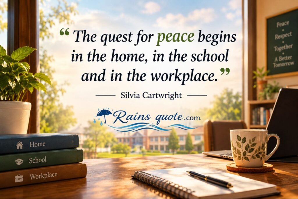 “The quest for peace begins in the home, in the school and in the workplace.”
