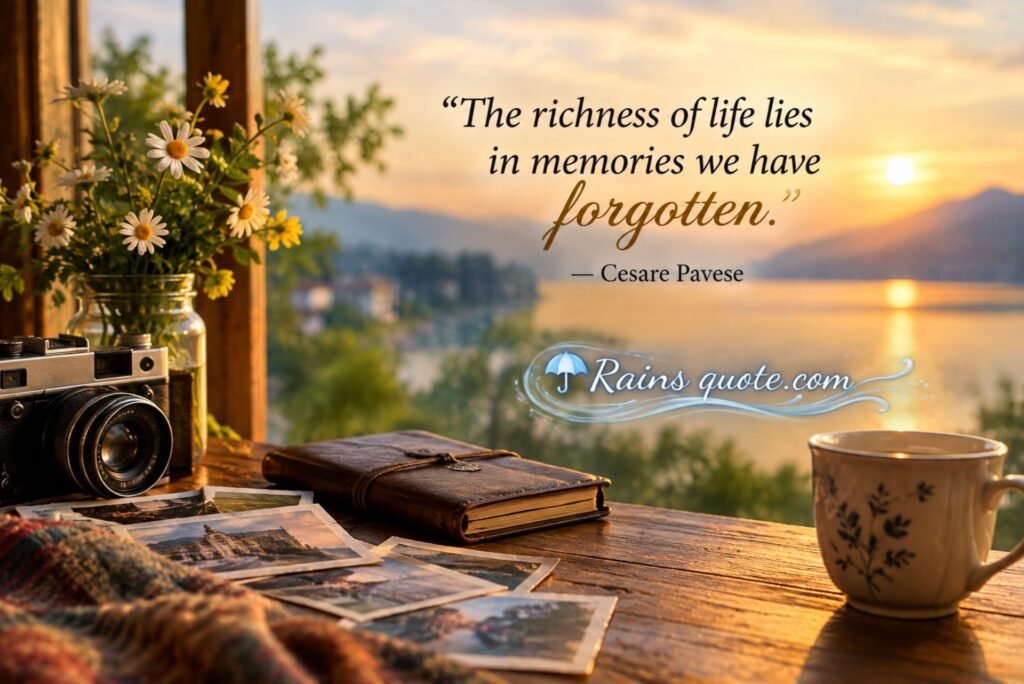 “The richness of life lies in memories we have forgotten.”