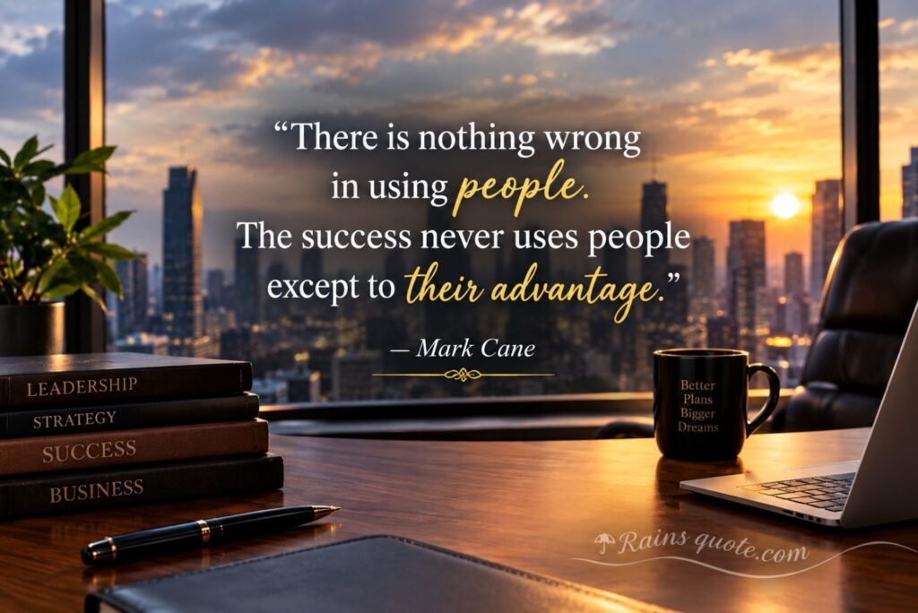 “There is nothing wrong in using people. The success never uses people except to their advantage.”