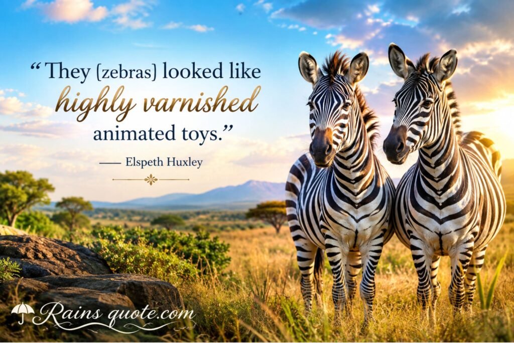“They [zebras] looked like highly varnished animated toys.”