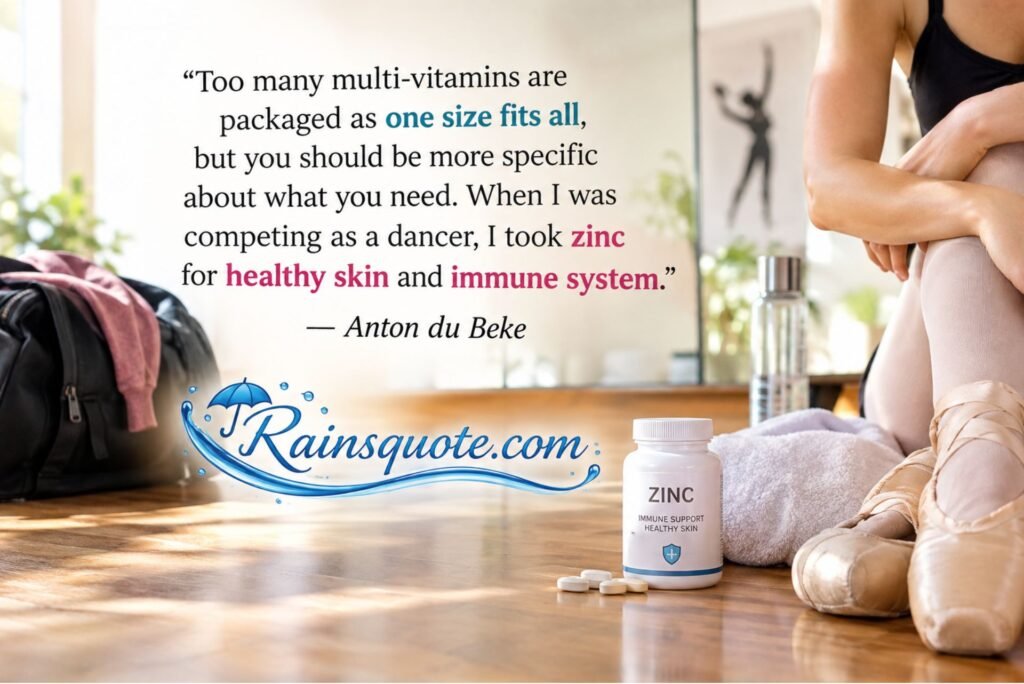 “Too many multi-vitamins are packaged as one size fits all, but you should be more specific about what you need. When I was competing as a dancer, I took zinc for healthy skin and immune system.”