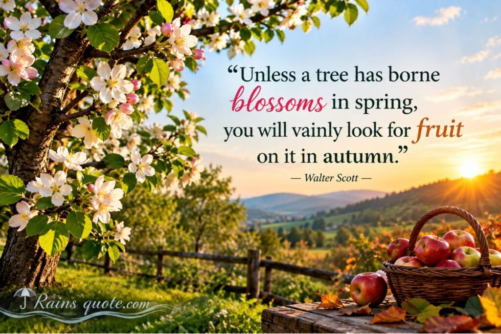 “Unless a tree has borne blossoms in spring, you will vainly look for fruit on it in autumn.”