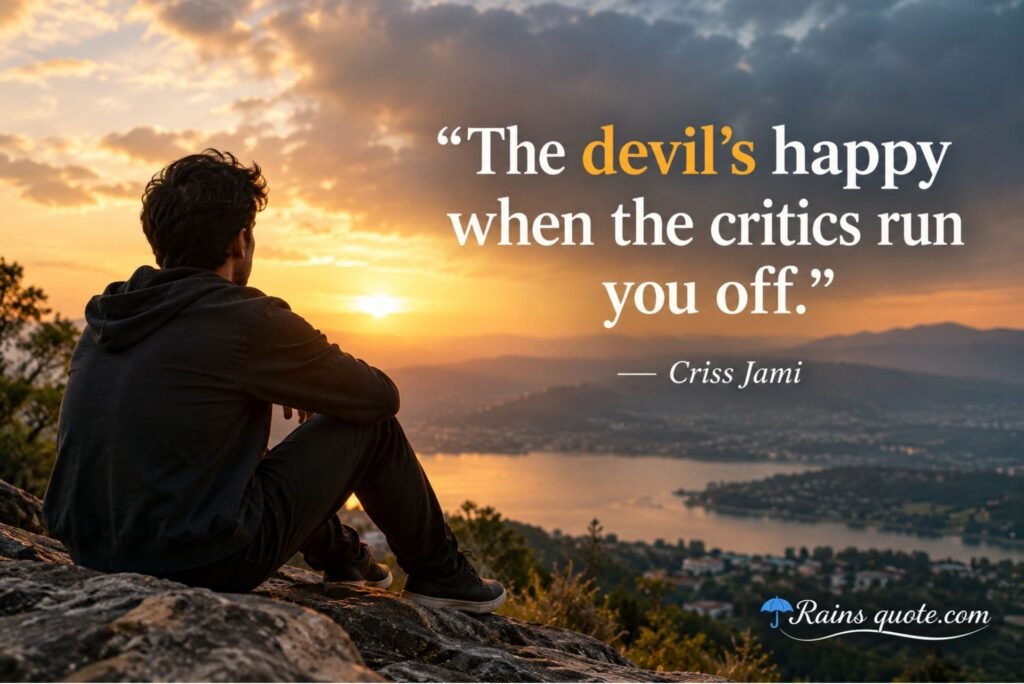 “The devil's happy when the critics run you off.”