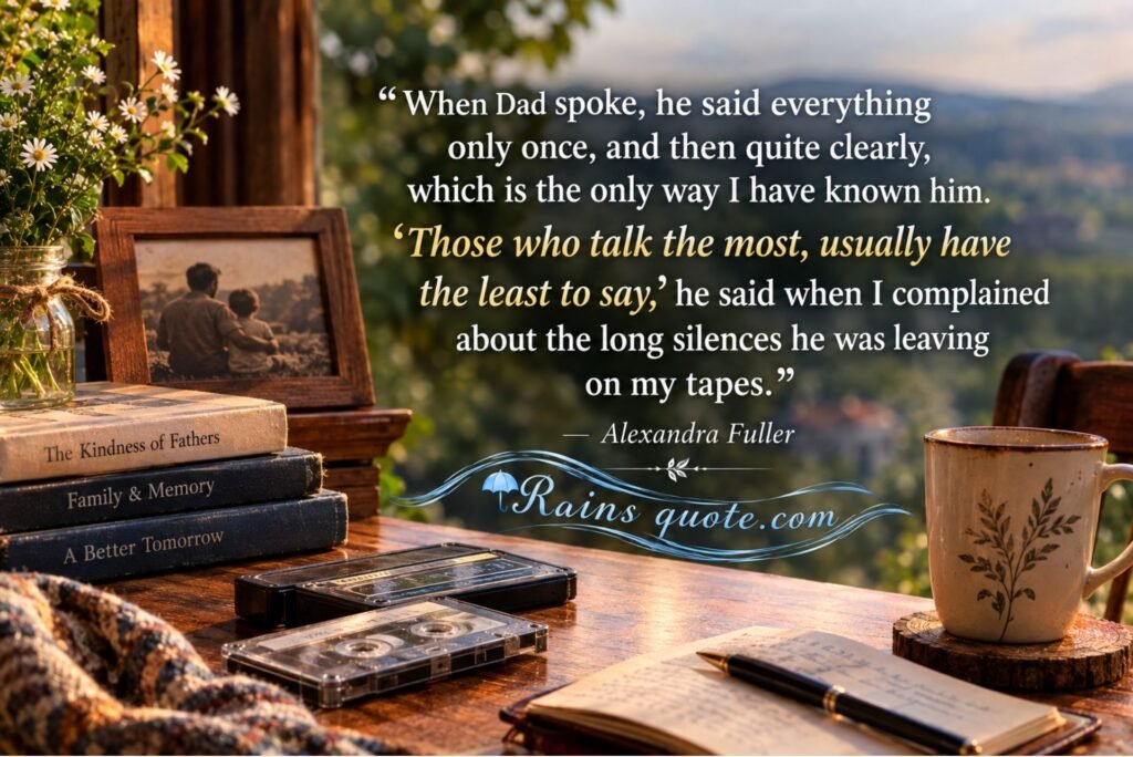 “When Dad spoke, he said everything only once, and then quite clearly, which is the only way I have known him. 'Those who talk the most, usually have the least to say,' he said when I complained about the long silences he was leaving on my tapes.”