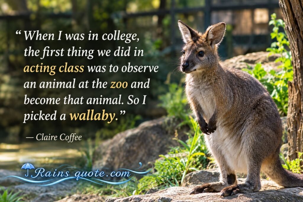 “When I was in college, the first thing we did in acting class was to observe an animal at the zoo and become that animal. So I picked a wallaby.”