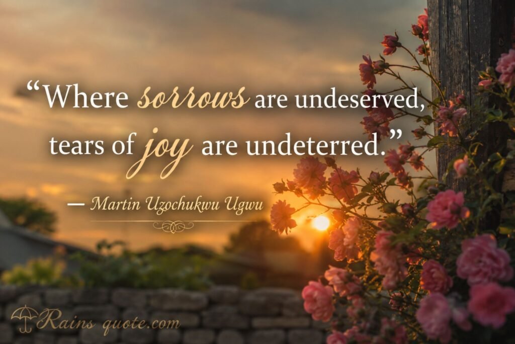 “Where sorrows are undeserved, tears of joy are undeterred.”