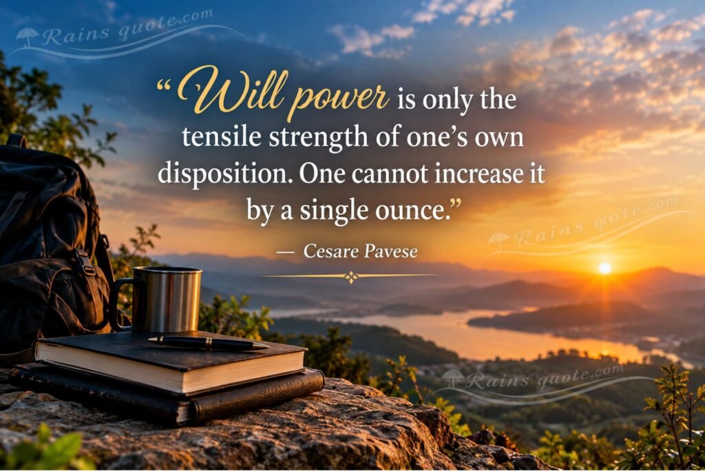 “Will power is only the tensile strength of one's own disposition. One cannot increase it by a single ounce.”