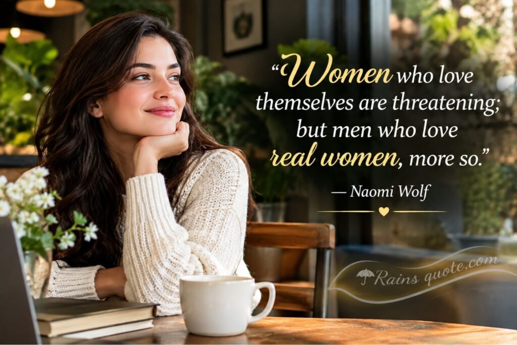 “Women who love themselves are threatening; but men who love real women, more so.”