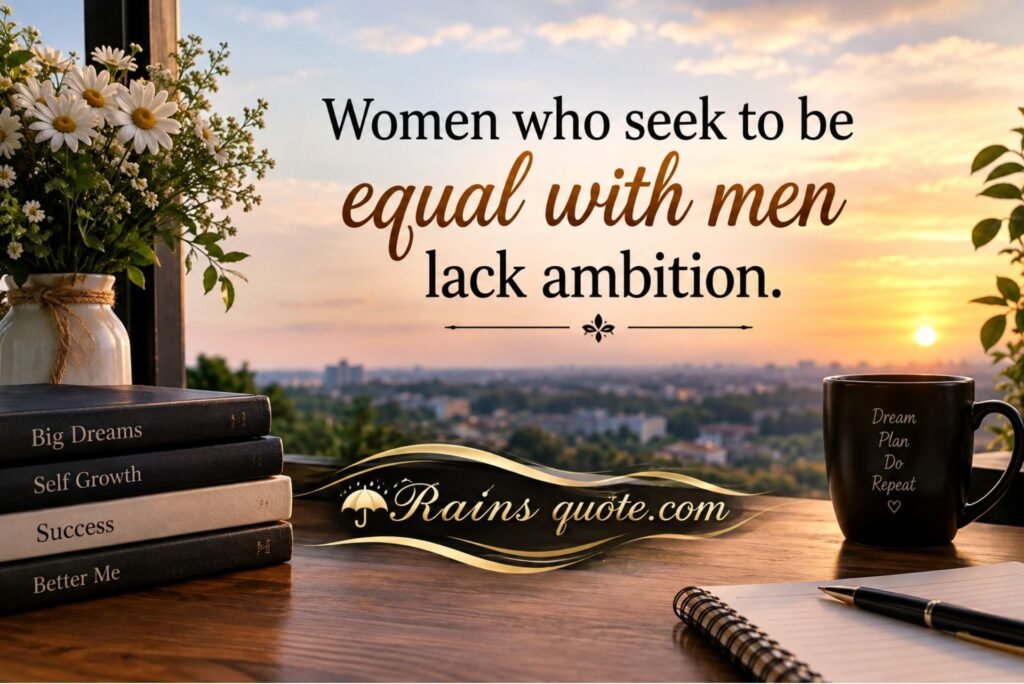 “Women who seek to be equal with men lack ambition.” 