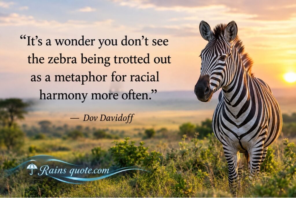 “It's a wonder you don't see the zebra being trotted out as a metaphor for racial harmony more often.”