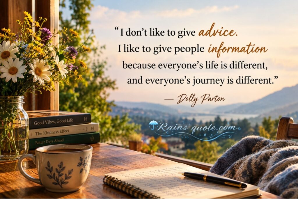 “I don't like to give advice. I like to give people information because everyone's life is different, and everyone's journey is different.”