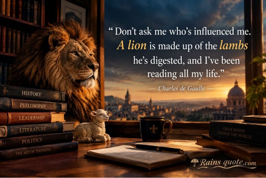 “Don't ask me who's influenced me. A lion is made up of the lambs he's digested, and I've been reading all my life.”