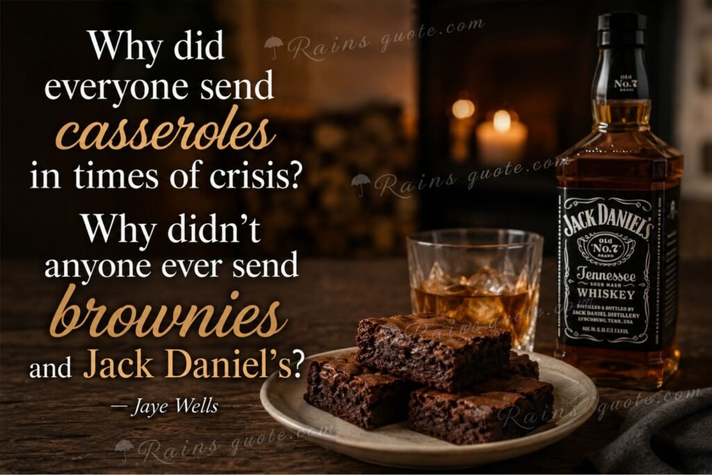 “Why did everyone send casseroles in times of crisis? Why didn't anyone ever send brownies and Jack Daniel's?”