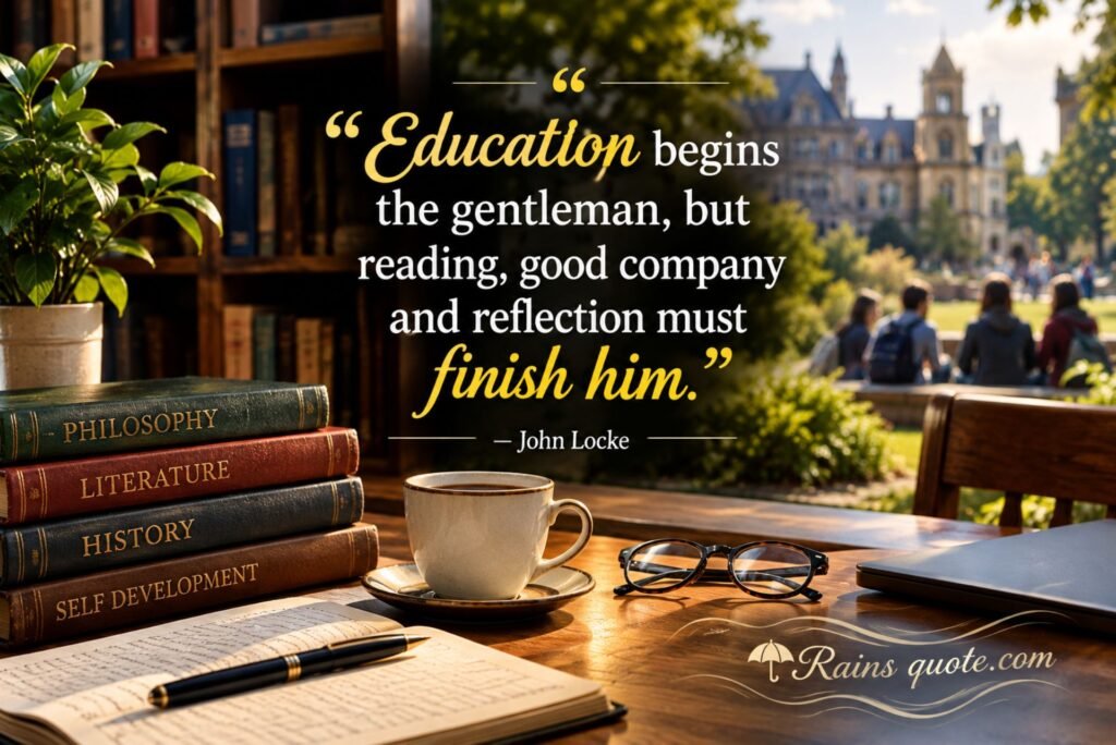 “Education begins the gentleman, but reading, good company and reflection must finish him.”