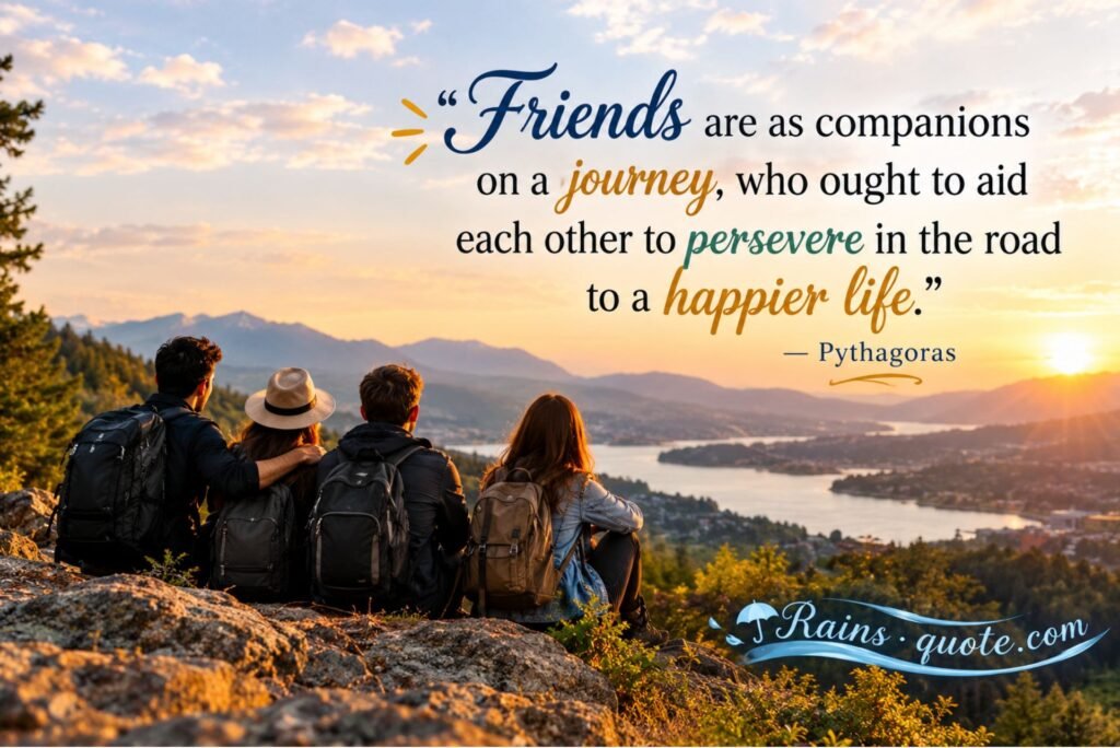 “Friends are as companions on a journey, who ought to aid each other to persevere in the road to a happier life.”