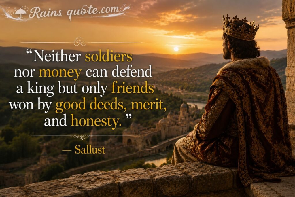 “Neither soldiers nor money can defend a king but only friends won by good deeds, merit, and honesty.”