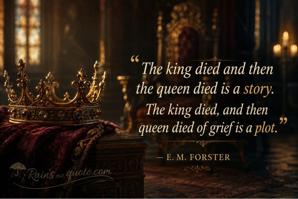 “The king died and then the queen died is a story. The king died, and then queen died of grief is a plot.”