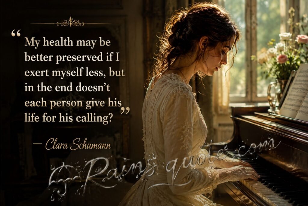 “My health may be better preserved if I exert myself less, but in the end doesn't each person give his life for his calling?”