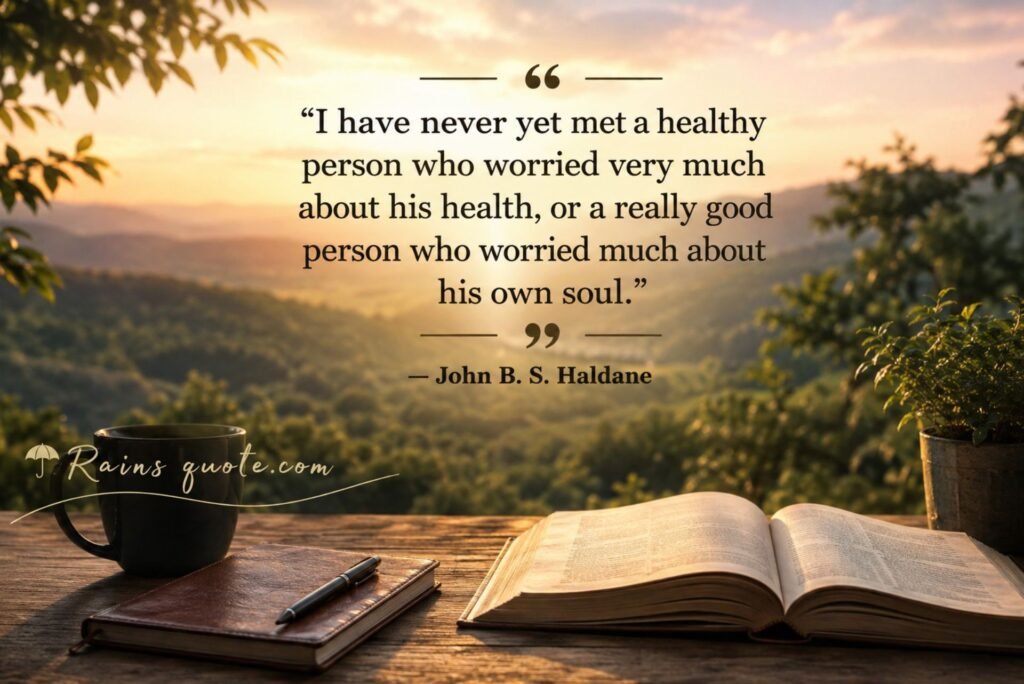 “I have never yet met a healthy person who worried very much about his health, or a really good person who worried much about his own soul.”
