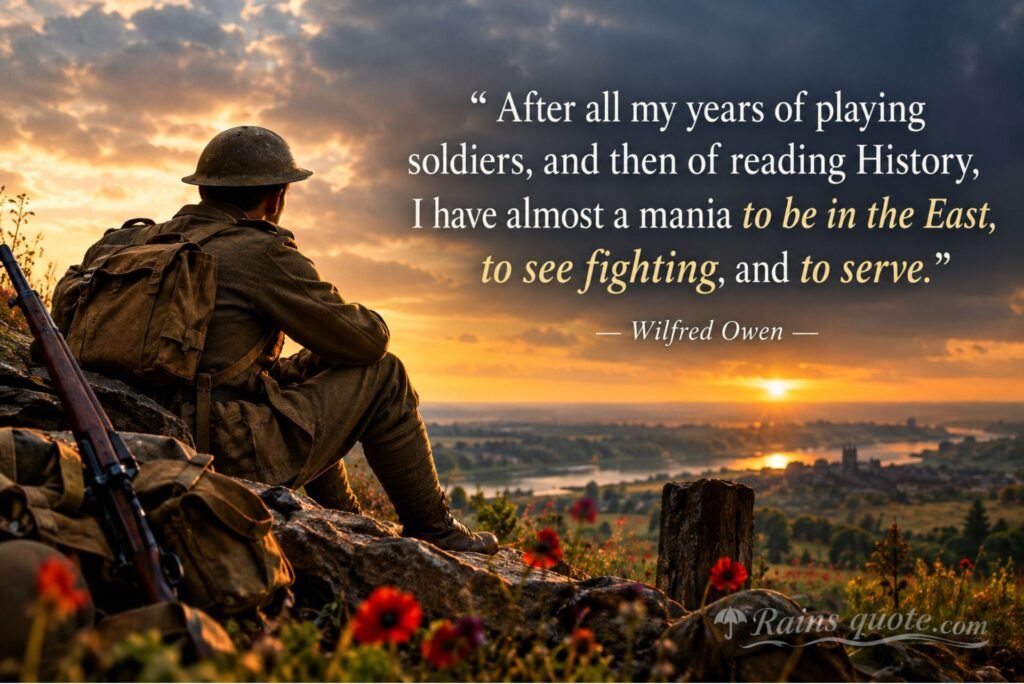 “After all my years of playing soldiers, and then of reading History, I have almost a mania to be in the East, to see fighting, and to serve.”