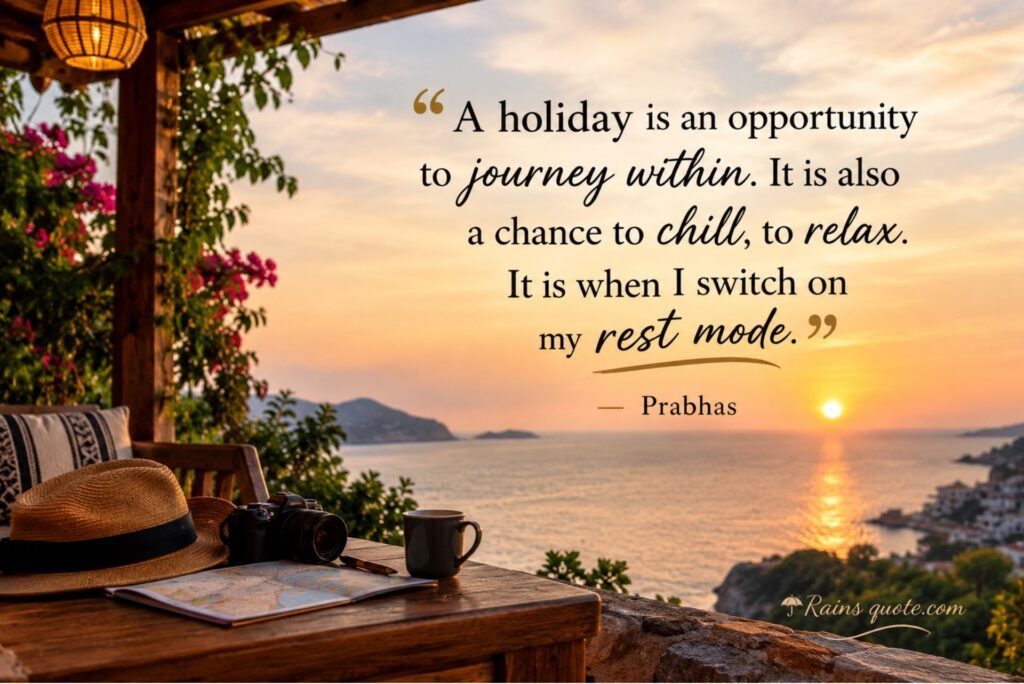 “A holiday is an opportunity to journey within. It is also a chance to chill, to relax. It is when I switch on my rest mode.”