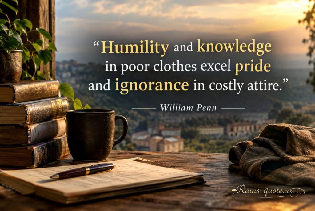 “Humility and knowledge in poor clothes excel pride and ignorance in costly attire.”
