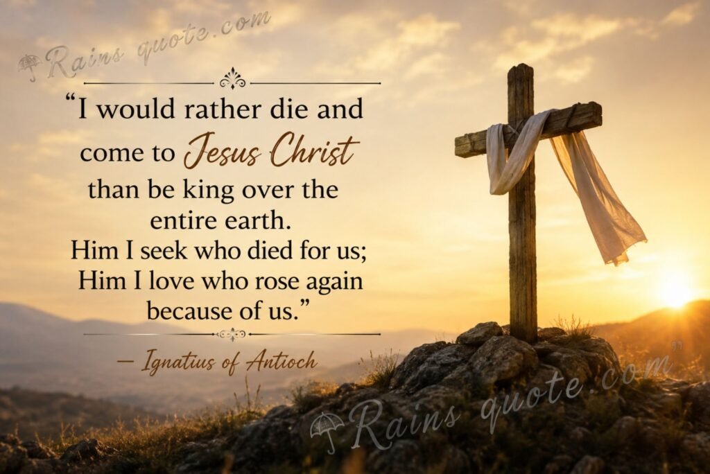  “I would rather die and come to Jesus Christ than be king over the entire earth. Him I seek who died for us; Him I love who rose again because of us.”