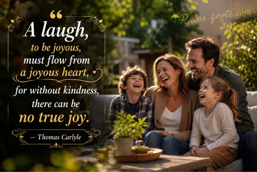 “A laugh, to be joyous, must flow from a joyous heart, for without kindness, there can be no true joy.”