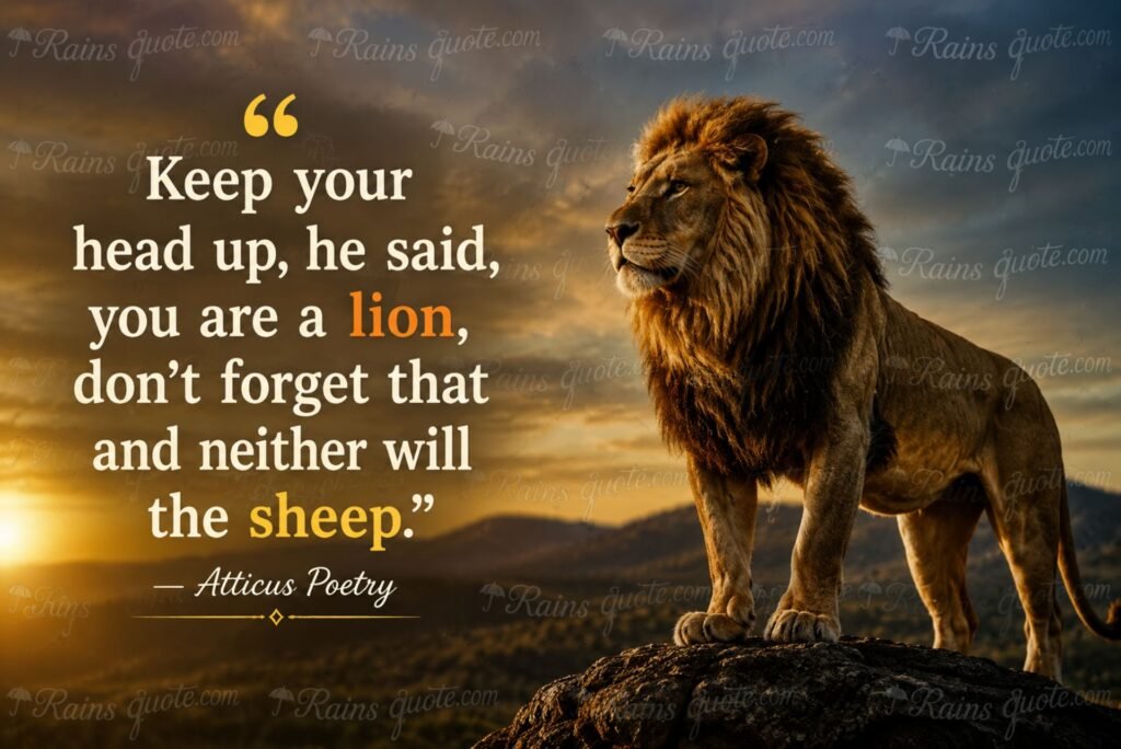 “Keep your head up, he said, you are a lion, don’t forget that and neither will the sheep.”
