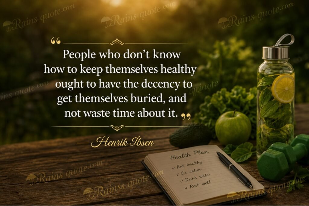 “People who don't know how to keep themselves healthy ought to have the decency to get themselves buried, and not waste time about it.”