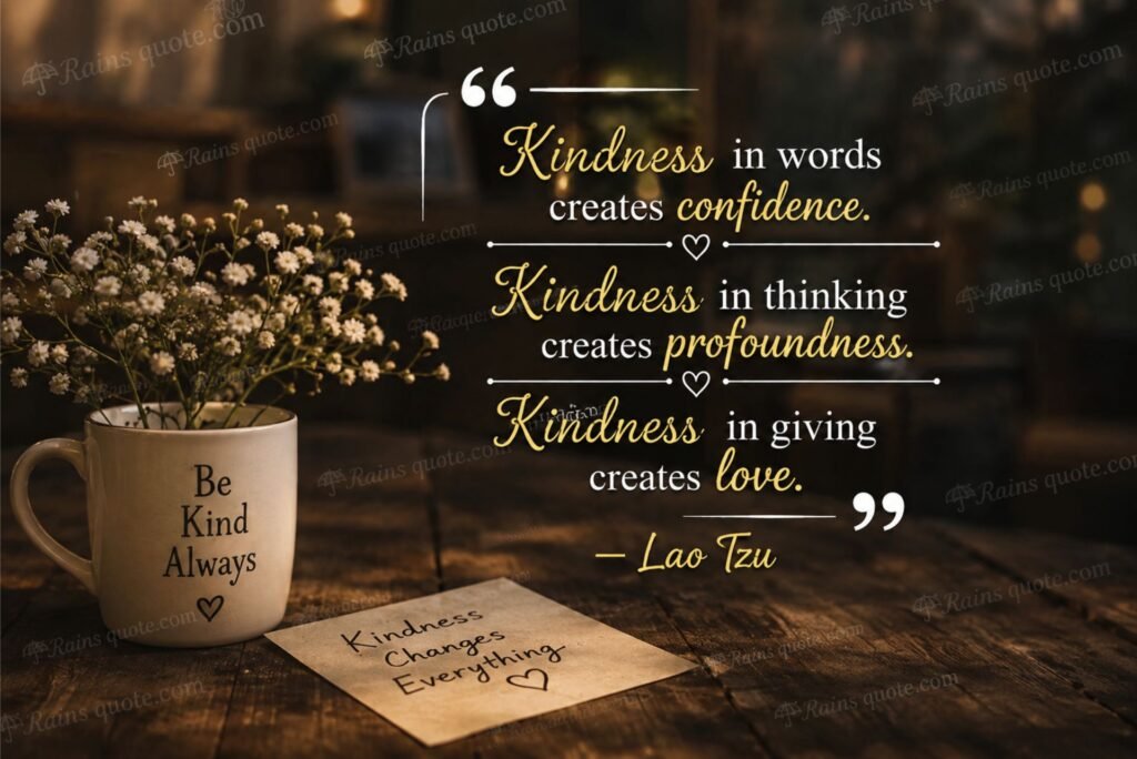 “Kindness in words creates confidence. Kindness in thinking creates profoundness. Kindness in giving creates love.”