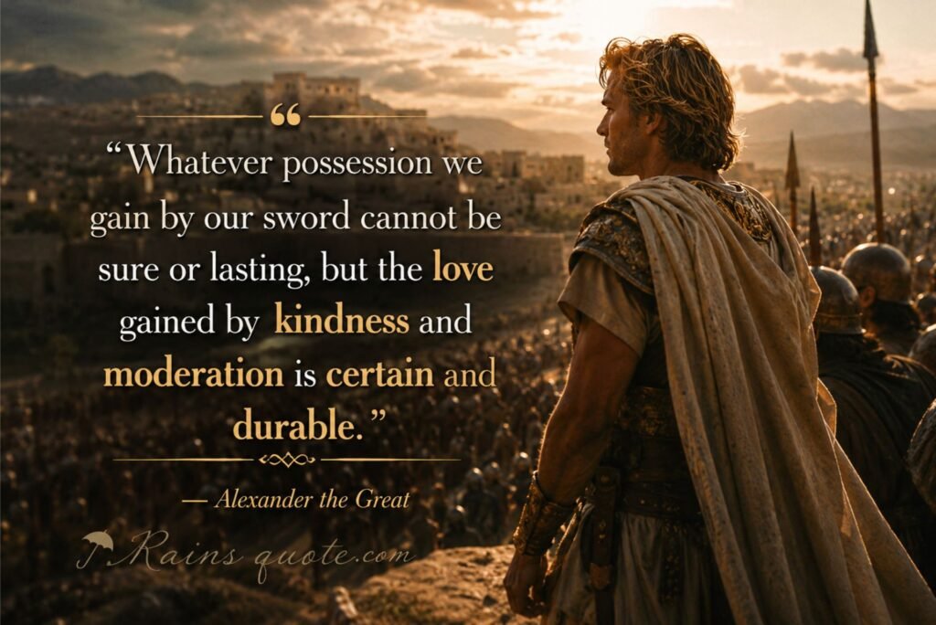 “Whatever possession we gain by our sword cannot be sure or lasting, but the love gained by kindness and moderation is certain and durable.”