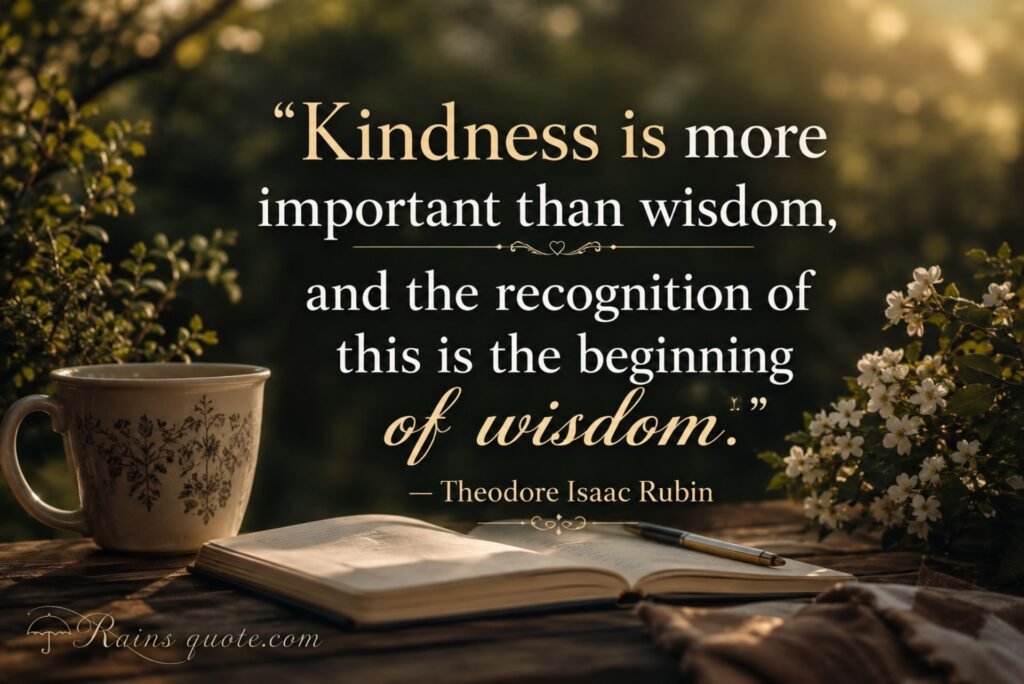  “Kindness is more important than wisdom, and the recognition of this is the beginning of wisdom.”