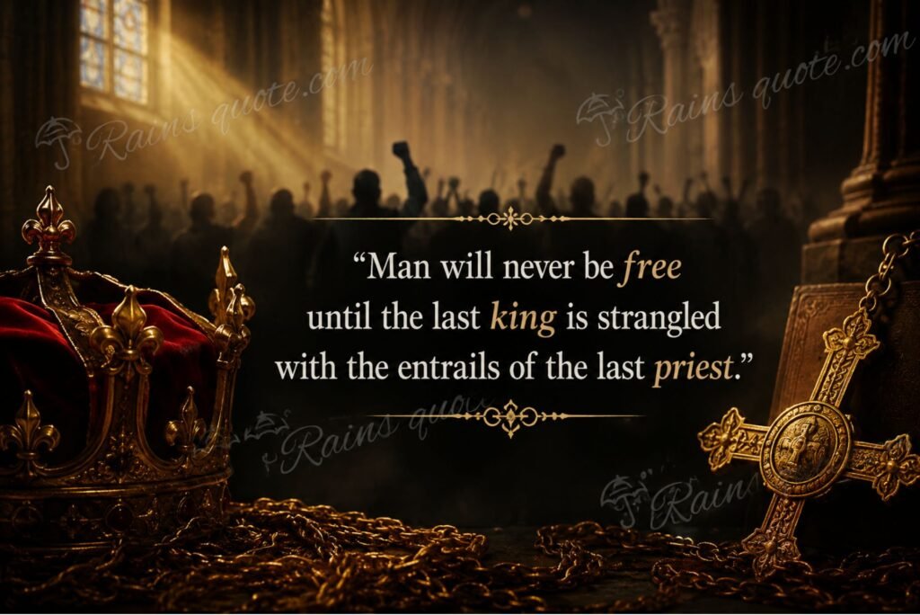 “Man will never be free until the last king is strangled with the entrails of the last priest.”