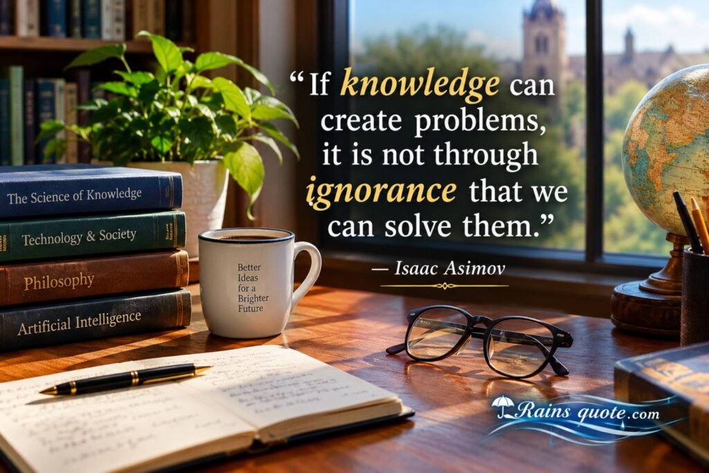 “If knowledge can create problems, it is not through ignorance that we can solve them.”